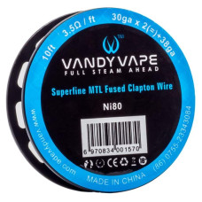 Дріт Vandy Vape Superfine MTL Fused Clapton Wire (Ni 30ga*2(=) 38ga)